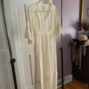 Off white Target Knox Rose maxi dress with lace trim.